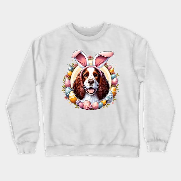 Sussex Spaniel Enjoys Easter with Bunny Ears Delight Crewneck Sweatshirt by ArtRUs